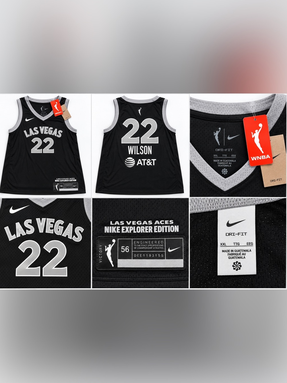Nike Las Vegas Aces #22 Wilson Black Basketball Jersey Xl